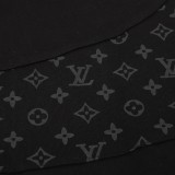 LouisVuitton 23FW stitching printing brand logo hooded sweater All Black 9.5