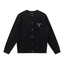 Prada 23FW knitted and embroidered brand logo wool sweater jacket 9.5