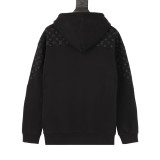 LouisVuitton 23FW stitching printing brand logo hooded sweater All Black 9.5