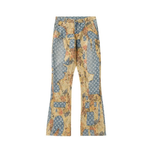Louis Vuitton FW22 floral patch patchwork flared jeans 9.5