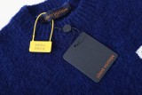 Louis Vuitton 23 FW front and rear brand embroidery craftsmanship logo long-sleeved sweater Blue 9.12