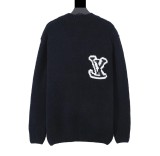 Louis Vuitton 23 FW front and rear brand embroidery craftsmanship logo long-sleeved sweater Black 9.12