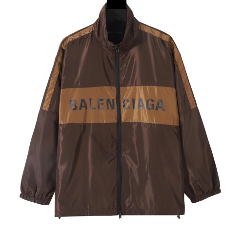 Balenciaga 23SS large brand logo printing and splicing design on chest Outdoor Jackets yellow brown 9.12