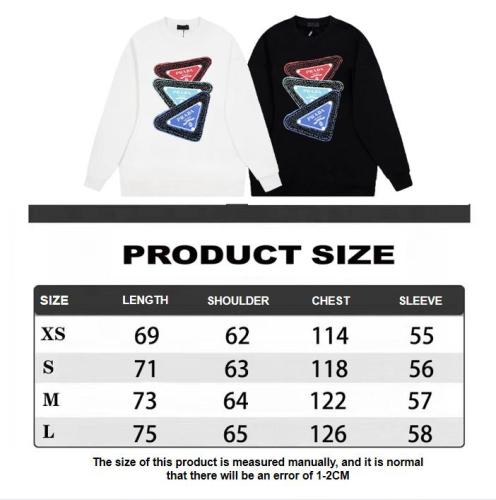 Prada 23FW overlapping three-color brand LOGO printed crew neck sweatshirt Black 9.19