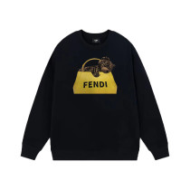 Fendi 23FW sleeping bear brand LOGO printed crew neck sweatshirt Black 9.19