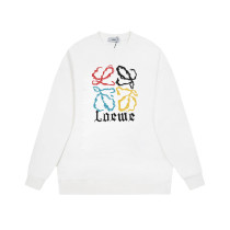 Loewe 23FW new color stitching brand LOGO printed round neck sweatshirt White 9.19
