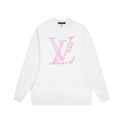 Louis Vuitton 23FW pink three-dimensional letter LOGO printed round neck sweatshirt White 9.19