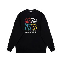 Loewe 23FW new color stitching brand LOGO printed round neck sweatshirt Black 9.19