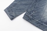 Louis Vuitton catwalk style heavy washed patterned white diagonal denim jacket 10.17