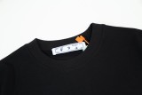 OFF-WHITE blue smiley face graffiti hand-painted LOGO printed short-sleeved T-shirt Black 12.12