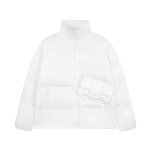 Fendi metallic logo bread pocket down jacket White 12.19