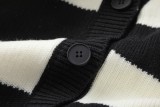 Balenciaga black and white striped V-neck sweater 12.26