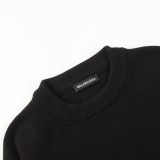 Balenciaga 23fw three-dimensional embroidered brand logo crew neck sweater Black 12.26