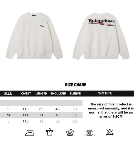 Balenciaga 23fw three-dimensional embroidered brand logo crew neck sweater White 12.26