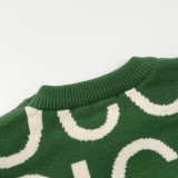 GUCCI 24 early spring series jacquard knitted crew neck sweater Green 12.26