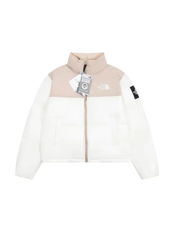 The North Face patchwork design short down jacket Pink 1.3