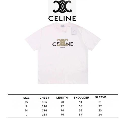CELINE 24SS new brand embroidered logo short-sleeved T-shirt White 1.10