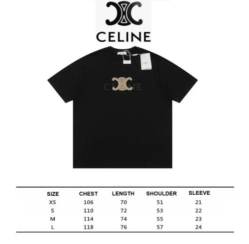 CELINE 24SS new brand embroidered logo short-sleeved T-shirt Black 1.10