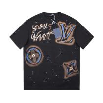 Louis Vuitton 24SS catwalk full graffiti watercolor painting short-sleeved T-shirt Black 1.16