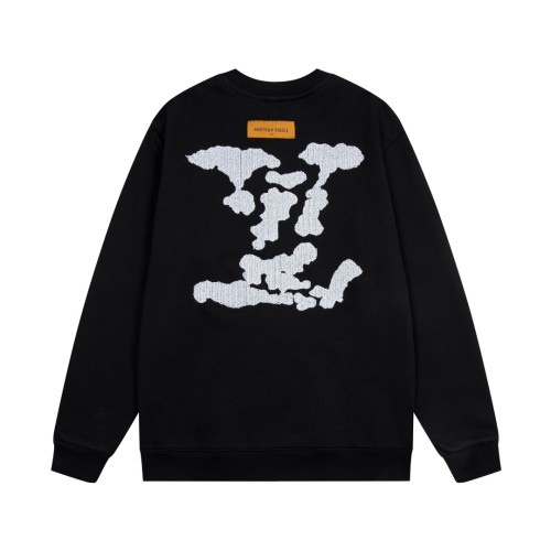 Louis Vuitton hollow embroidered logo crew neck sweatshirt Black 1.30