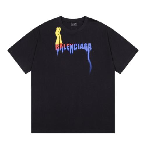 Balenciaga 24ss new gradient color letter print short-sleeved T-shirt Black 1.30