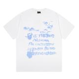 Balenciaga 24ss new blue sky and white clouds letter print short-sleeved T-shirt White 1.30