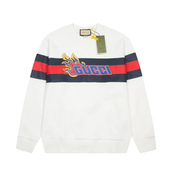 Gucci Chinese Year of the Dragon series flame lettering printed crew neck sweatshirt 1.30