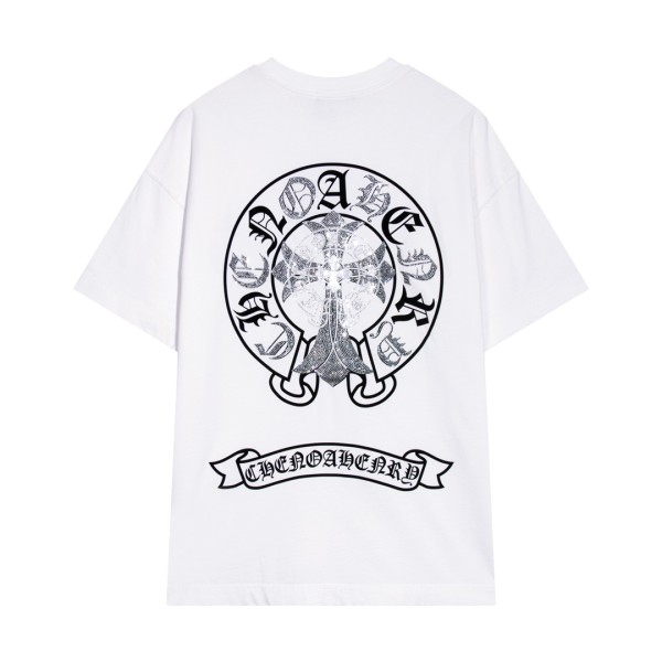 Chrome Hearts 24SS Horseshoe shaped cross logo printed short-sleeved T-shirt WHite 3.6