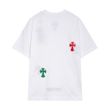 Chrome Hearts 2024 spring and summer new cross-stitch leather short-sleeved T-shirt White 3.6