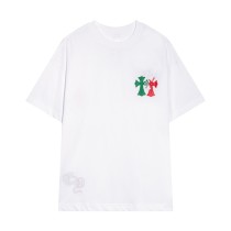 Chrome Hearts 2024 spring and summer new cross-stitch leather short-sleeved T-shirt White 3.6