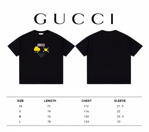 Gucci 24SS embroidered weather forecast short-sleeved T-shirt Black 3.6