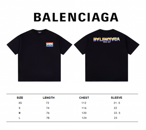 Balenciaga 24SS rainbow sunset brand logo short-sleeved T-shirt Black 3.6