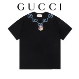 Gucci 24SS cartoon dragon logo short-sleeved T-shirt Black 3.13