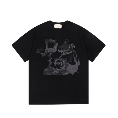 Gucci 24SS collage abstract art logo short-sleeved T-shirt Black 3.13