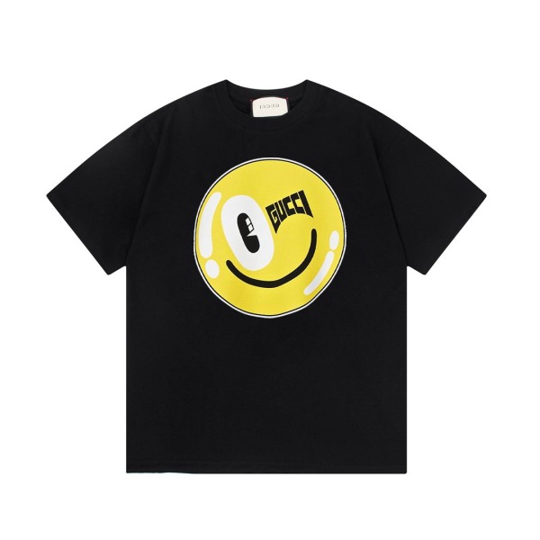 Gucci X Hattie Stewart 24SS Smiley brand logo short-sleeved T-shirt Black 3.13