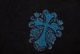 Chrome Hearts embroidered new cross color diamond short-sleeved T-shirt blue 4.2
