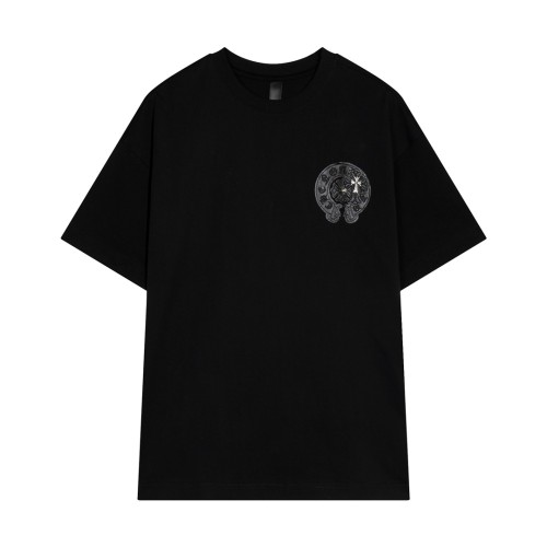 Chrome Hearts embroidered horseshoe logo metal accessories short-sleeved T-shirt Black 4.2