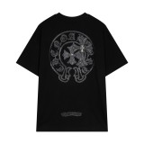 Chrome Hearts embroidered horseshoe logo metal accessories short-sleeved T-shirt Black 4.2