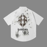 balenciaga 24SS spray printed logo shirt short sleeves White 4.9