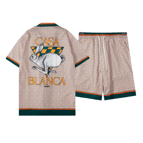 Casablanca 24SS Running Rabbit Short Sleeve T-shirt & shorts 4.9