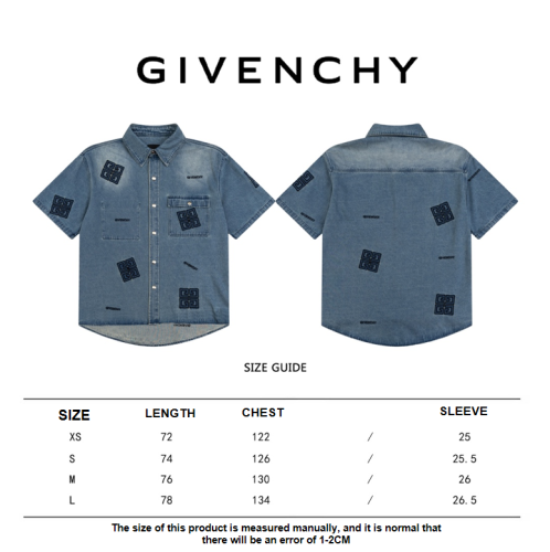 Givenchy embroidered metal button denim short-sleeved shirt 4.16