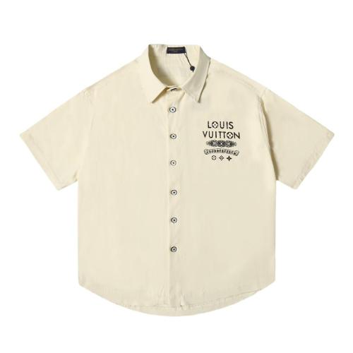 Louis Vuitton X Chrome Hearts Sanskrit letter printed short-sleeved shirt Off-White 4.24