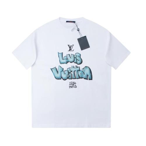 Louis Vuitton classic logo graffiti letter print short-sleeved T-shirt White 4.24