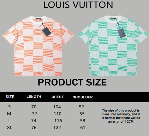 Louis Vuitton plaid woolen short-sleeved T-shirt orange 4.24