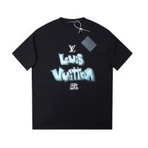 Louis Vuitton classic logo graffiti letter print short-sleeved T-shirt Black 4.24