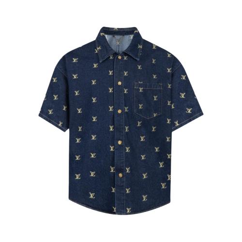 Louis Vuitton full logo denim short-sleeved shirt 4.24