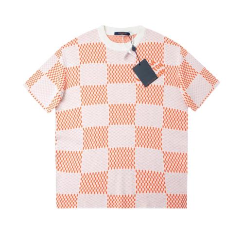 Louis Vuitton plaid woolen short-sleeved T-shirt orange 4.24