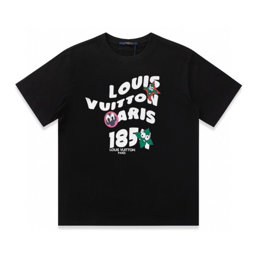 Louis Vuitton cartoon four-leaf clover print short-sleeved T-shirt Black 5.9