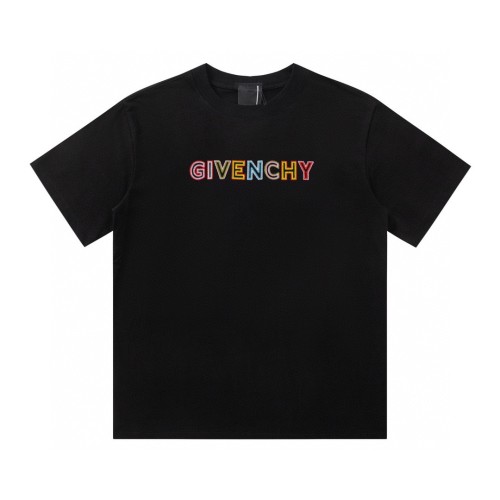 Givenchy 23ss embroidered colorful neon logo short-sleeved T-shirt Black 5.9