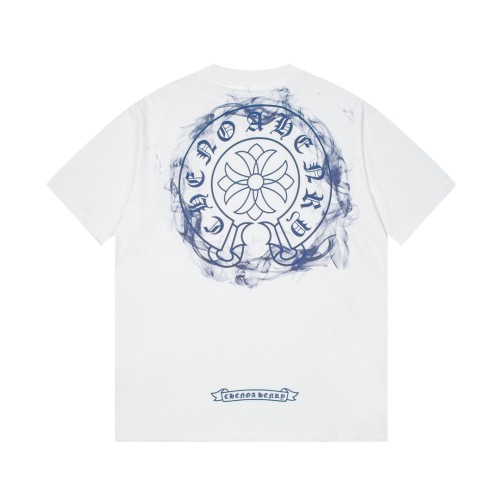 Chrome Hearts Paint Cross Printed Round Neck Short Sleeve T-Shirt White 5.15